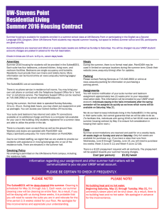 UW-Stevens Point Residential Living Summer 2016 Housing Contract