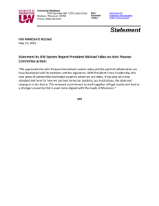 Statement  Statement by UW System Regent President Michael Falbo on Joint... Committee action:
