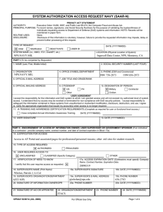 SYSTEM AUTHORIZATION ACCESS REQUEST NAVY (SAAR-N)