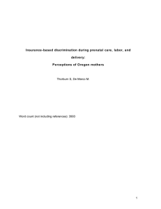 Insurance-based discrimination during prenatal care, labor, and delivery: Perceptions of Oregon mothers