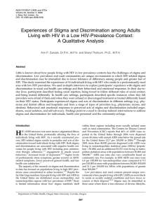 Experiences of Stigma and Discrimination among Adults