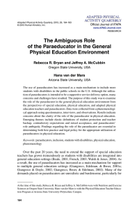 The Ambiguous Role of the Paraeducator in the General Physical Education Environment
