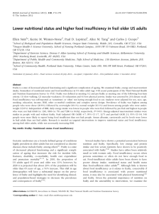 Lower nutritional status and higher food insufficiency in frail older... Ellen Smit *, Kerrie M. Winters-Stone , Paul D. Loprinzi