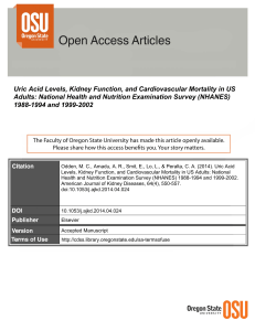 Uric Acid Levels, Kidney Function, and Cardiovascular Mortality in US