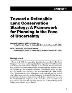 Toward a Defensible Lynx Conservation Strategy: A Framework for Planning in the Face