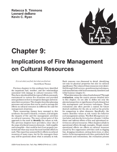 Chapter 9: Implications of Fire Management on Cultural Resources Rebecca S. Timmons