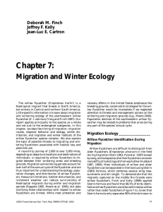 Chapter 7: Migration and Winter Ecology Deborah M. Finch Jeffrey F. Kelly