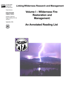 Volume I – Wilderness Fire Linking Wilderness Research and Management