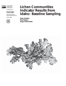 Lichen Communities Indicator Results from Idaho: Baseline Sampling Peter Neitlich