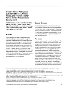 Invasive Forest Pathogens: Summary of Issues, Critical Needs, and Future Goals for