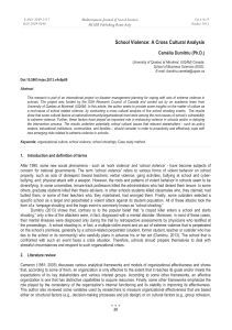 School Violence: A Cross Cultural Analysis Camélia Dumitriu (Ph.D.)