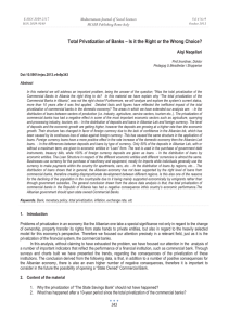 Total Privatization of Banks – Is it the Right or... Alqi Naqellari  Mediterranean Journal of Social Sciences