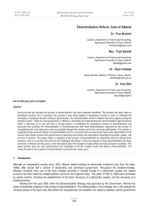 Decentralization Reform, Case of Albania Dr.  Fran Brahimi MCSER Publishing, Rome-Italy