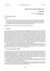 System and Form of Kosovo Pension Fund Vjosa Hajdari MCSER Publishing, Rome-Italy