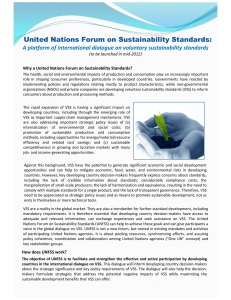 United Nations Forum on Sustainability Standards: A platform of international dialogue on voluntary sustainability standards