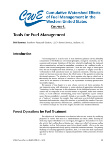 Tools for Fuel Management Cumulative Watershed Effects of Fuel Management in the