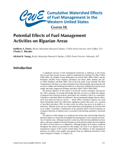 Potential Effects of Fuel Management Activities on Riparian Areas Cumulative Watershed Effects