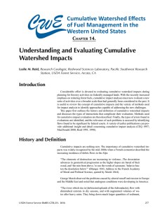 Understanding and Evaluating Cumulative Watershed Impacts Cumulative Watershed Effects