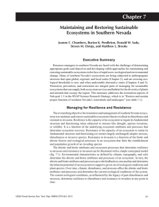 Chapter 7 Maintaining and Restoring Sustainable Ecosystems in Southern Nevada Executive Summary