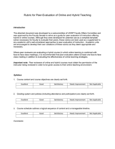 Rubric for Peer-Evaluation of Online and Hybrid Teaching