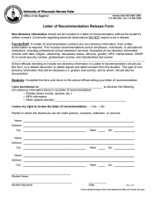 Letter of Recommendation Release Form
