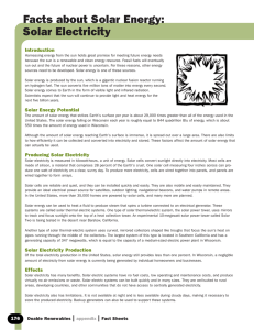 Facts about Solar Energy: Solar Electricity Introduction