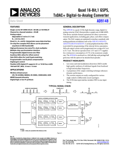 Quad 16-Bit,1 GSPS, TxDAC+ Digital-to-Analog Converter AD9148