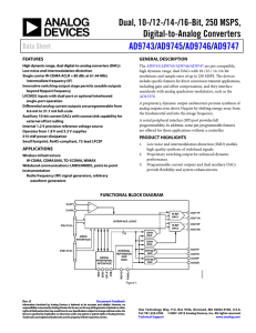 Dual, 10-/12-/14-/16-Bit, 250 MSPS, Digital-to-Analog Converters / AD9743