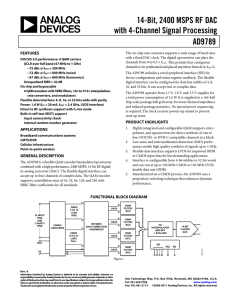 14-Bit, 2400 MSPS RF DAC with 4-Channel Signal Processing AD9789