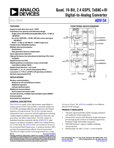 Quad, 16-Bit, 2.4 GSPS, TxDAC+® Digital-to-Analog Converter AD9154 Data Sheet