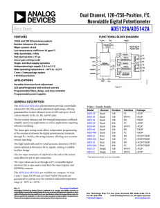 AD5122A AD5142A / Dual Channel, 128-/256-Position, I