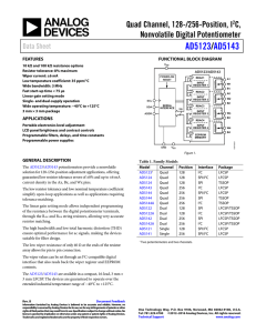 AD5123 AD5143 / Quad Channel, 128-/256-Position, I