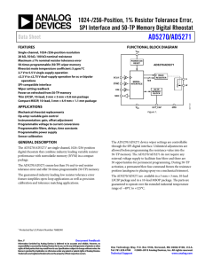 AD5270 AD5271 / 1024-/256-Position, 1% Resistor Tolerance Error,