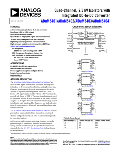 Quad-Channel, 2.5 kV Isolators with Integrated DC-to-DC Converter / ADuM5401