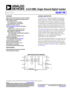 3.0 kV RMS, Single-Channel Digital Isolator ADuM110N Data Sheet FEATURES