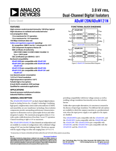 3.0 kV rms, Dual-Channel Digital Isolators /