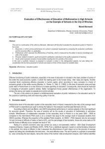 Evaluation of Effectiveness of Education of Mathematics in High Schools