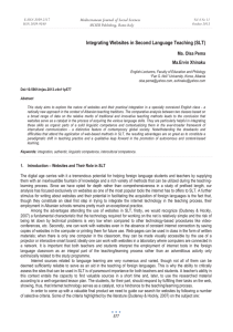 Integrating Websites in Second Language Teaching (SLT) Ma. Olsa Pema Ma.Ervin Xhinaku