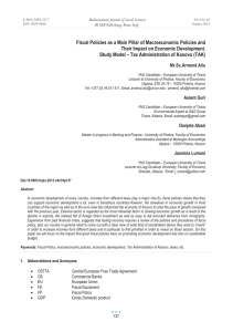 Fiscal Policies as a Main Pillar of Macroeconomic Policies and