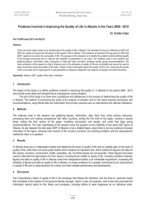 Problems Involved in Improving the Quality of Life in Albania... Dr. Enriko Ceko Mediterranean Journal of Social Sciences MCSER Publishing, Rome-Italy