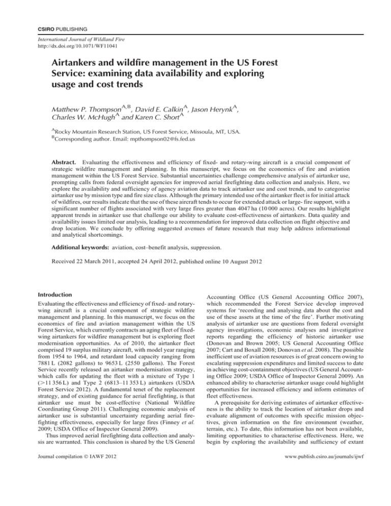 Airtankers And Wildfire Management In The US Forest