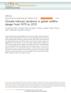 Climate-induced variations in global wildﬁre danger from 1979 to 2013 ARTICLE