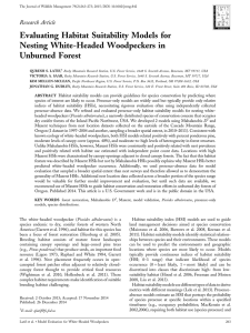 Evaluating Habitat Suitability Models for Nesting White-Headed Woodpeckers in Unburned Forest Research Article