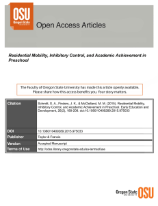 Residential Mobility, Inhibitory Control, and Academic Achievement in Preschool