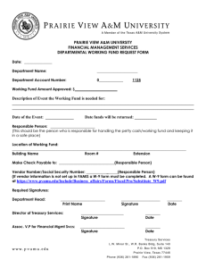 PRAIRIE VIEW A&amp;M UNIVERSITY FINANCIAL MANAGEMENT SERVICES DEPARTMENTAL WORKING FUND REQUEST FORM
