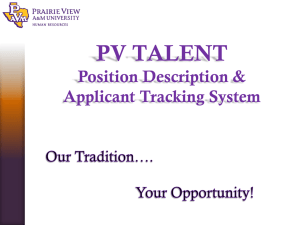 PV TALENT Position Description &amp; Applicant Tracking System