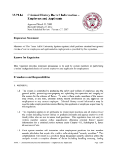 33.99.14 Criminal History Record Information – Employees and Applicants