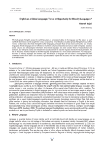 English as a Global Language; Threat or Opportunity for Minority... Afsaneh Majidi Mediterranean Journal of Social Sciences