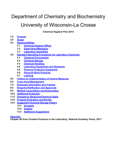 Department of Chemistry and Biochemistry  University of Wisconsin-La Crosse