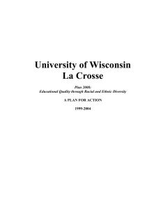 University of Wisconsin La Crosse  A PLAN FOR ACTION